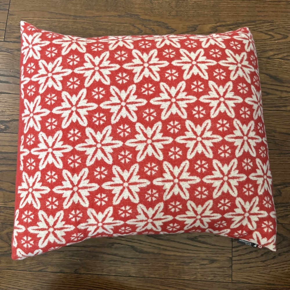 David Fussenegger Alpine Chalet Red Snowflake Winter Holiday Throw Pillow Decor